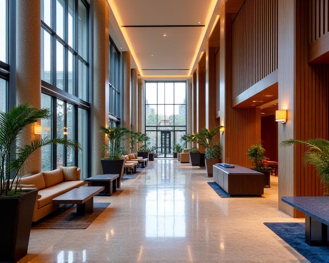 Ruang dalaman sebuah lobi hotel moden
